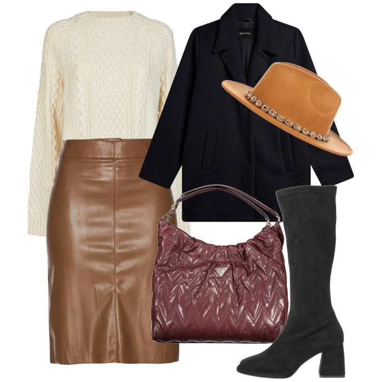 Outfit donna - Il pull irlandese. Stile Chic per Tutti i giorni. Abbinamento con gonne longuette, stivali, cappelli, cappotti, maglieria, borse a spalla.