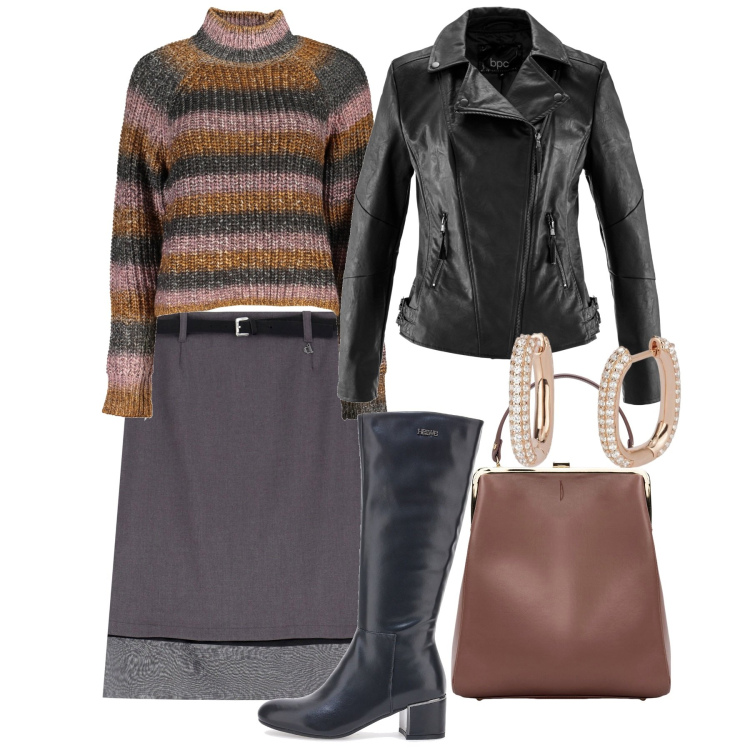 Outfit donna - L\'orlo in tulle. Stile Bon Ton per Tutti i giorni. Abbinamento con blazer, orecchini, gonne, borse a spalla, stivali, maglieria.