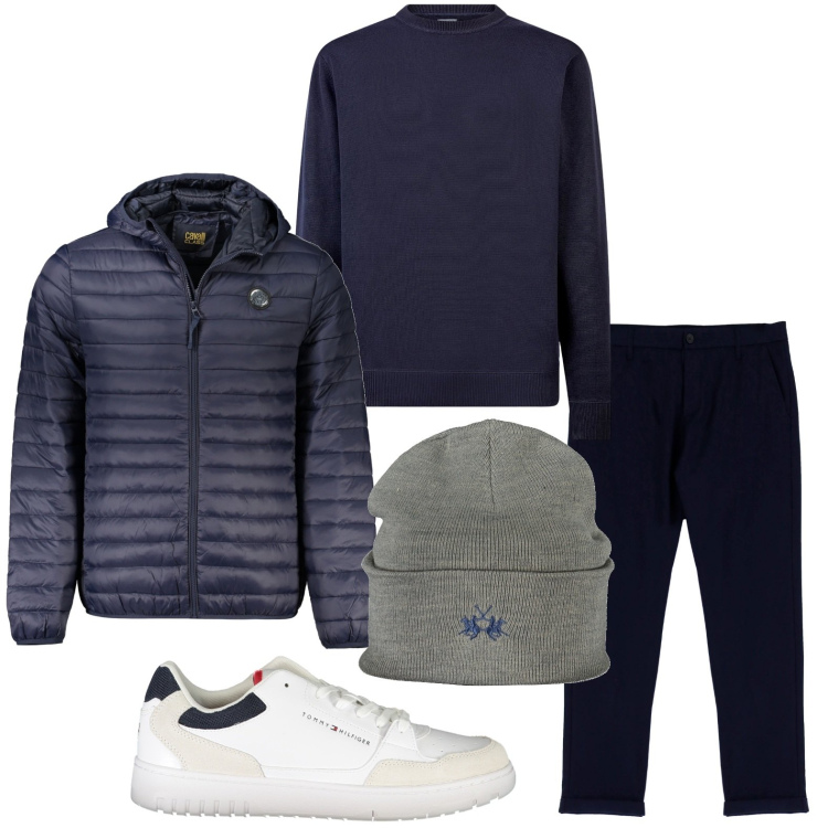 Outfit uomo - Look informale. Stile Casual per Ufficio. Abbinamento con pantaloni, maglieria, giacche, sneakers, berretti.