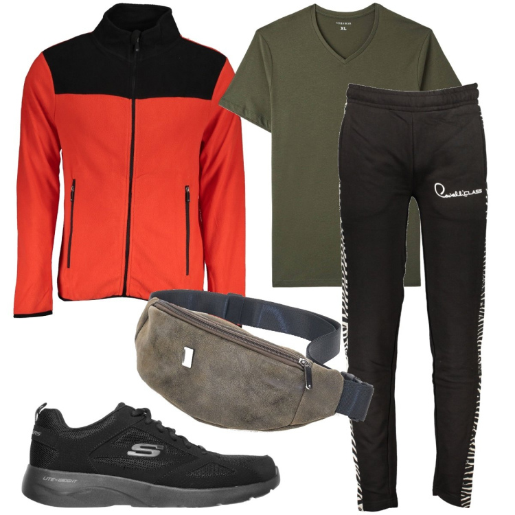 Outfit uomo - Corsa serale. Stile Casual per Sport. Abbinamento con t-shirt, sneakers, felpe, pantaloni, borse sportive.