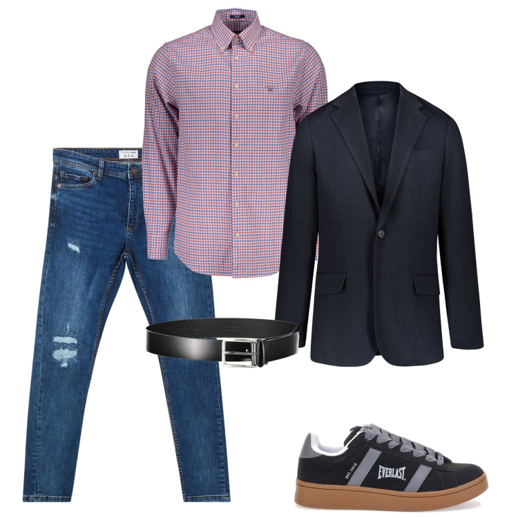 Outfit uomo - Trendy elegante. Stile Trendy per Tutti i giorni. Abbinamento con jeans strappati, sneakers, camicie, giacche, cinture.