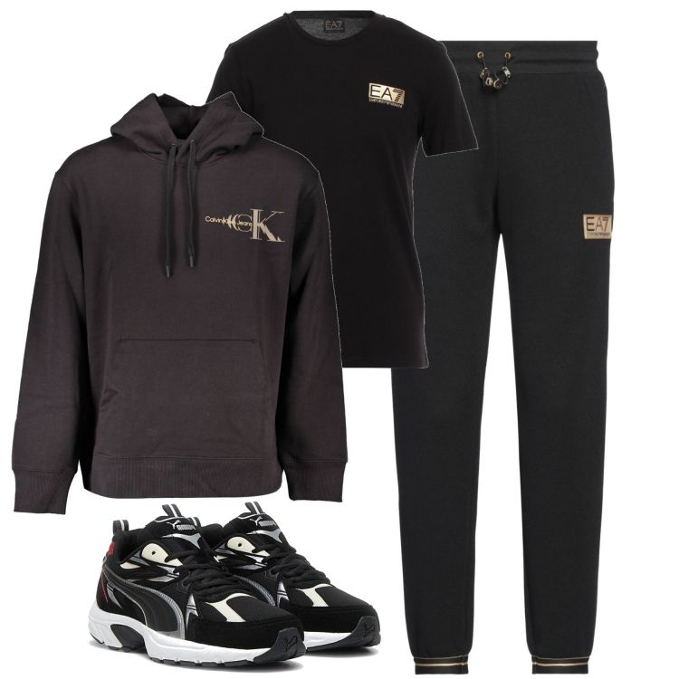 Outfit uomo - Weekend. Stile Casual per Tutti i giorni. Abbinamento con pantaloni, t-shirt, sneakers, felpe con cappuccio.