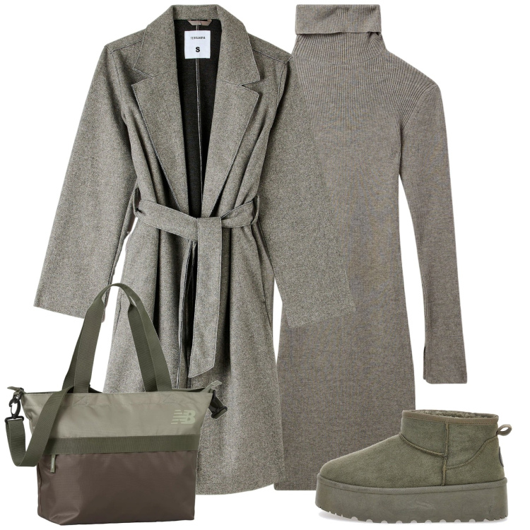 Outfit donna - City. Stile Urban per Tutti i giorni. Abbinamento con vestiti corti, cappotti, borse tote, stivaletti.