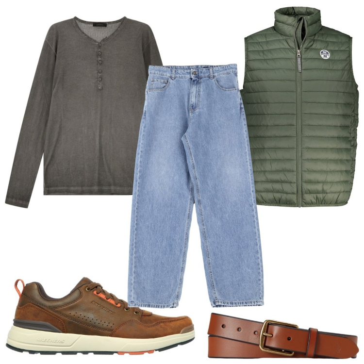 Outfit uomo - Total look #1997817. Stile Casual per Tutti i giorni. Abbinamento con jeans, t-shirt, cinture, sneakers, giacche.