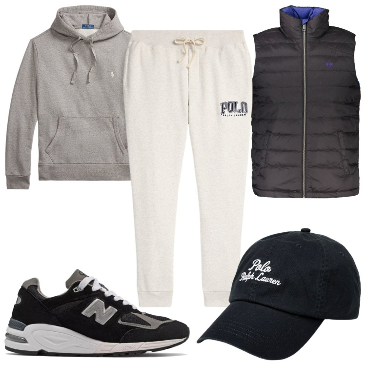 Outfit uomo - Total look #1997821. Stile Trendy per Tutti i giorni. Abbinamento con sneakers, felpe con cappuccio, cappelli, pantaloni, giacche.