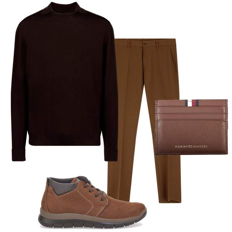 Outfit uomo - Total look #1997985. Stile Casual per Tutti i giorni. Abbinamento con pantaloni, scarpe stringate, portafogli, maglieria.
