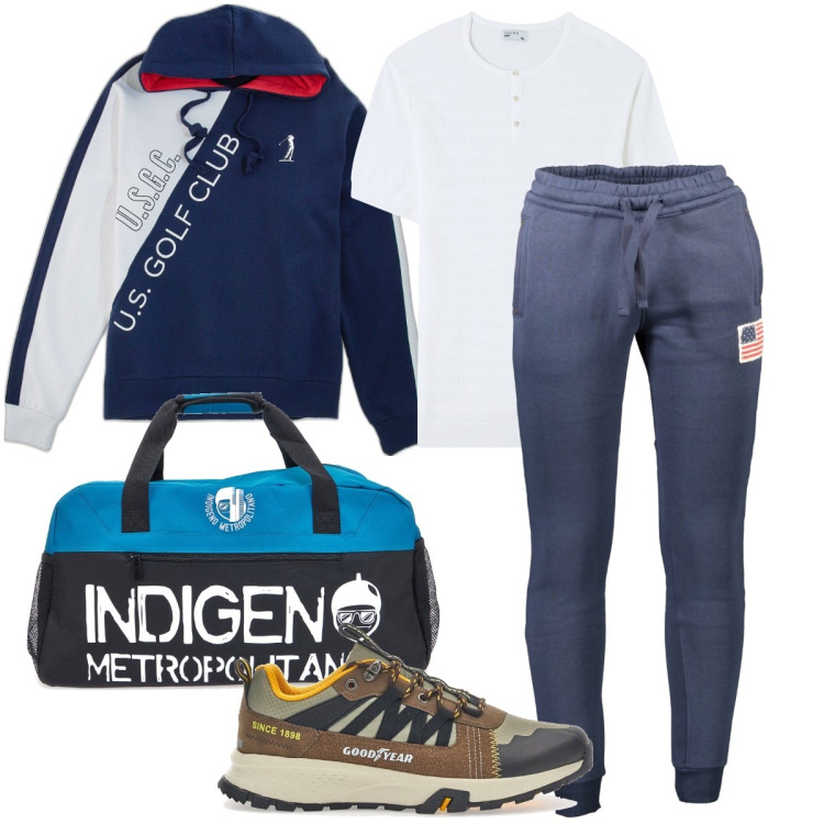 Outfit uomo - Mi iscrivo in palestra. Stile Casual per Sport. Abbinamento con t-shirt, felpe, sneakers, pantaloni, borse sportive.