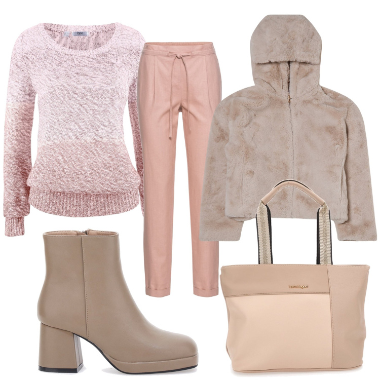 Outfit donna - Total look #1998170. Stile Romantica per Ufficio. Abbinamento con pantaloni, maglieria, blazer, borse a spalla, stivaletti.