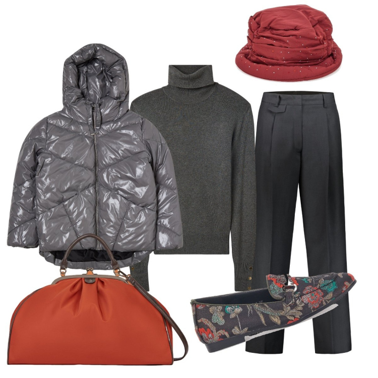 Outfit donna - In città. Stile Preppy per Tutti i giorni. Abbinamento con maglieria, blazer, pantaloni, cappelli, mocassini, borse a spalla.