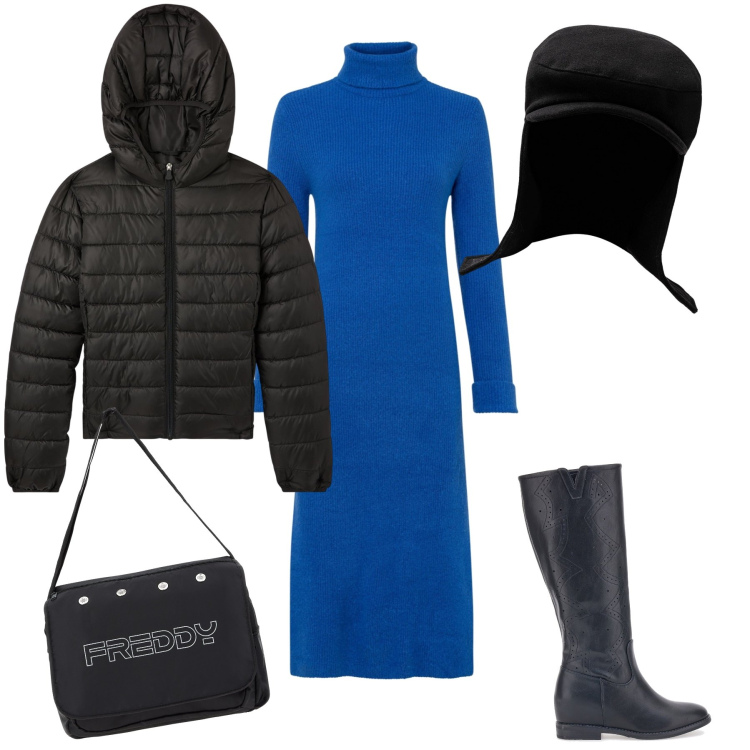 Outfit donna - Look da pizza fuori con sconti. Stile Trendy per Serata fuori. Abbinamento con vestiti, blazer, borse messenger, stivali, cappelli.