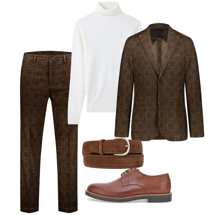 Outfit uomo - Eccentrico. Stile Trendy per Tutti i giorni. Abbinamento con maglieria, pantaloni, giacche, cinture, scarpe stringate.