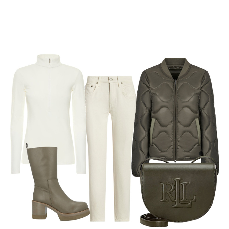 Outfit donna - Una serata invernale. Stile Basic per Serata fuori. Abbinamento con stivaletti, borse a tracolla, jeans, blazer, felpe.