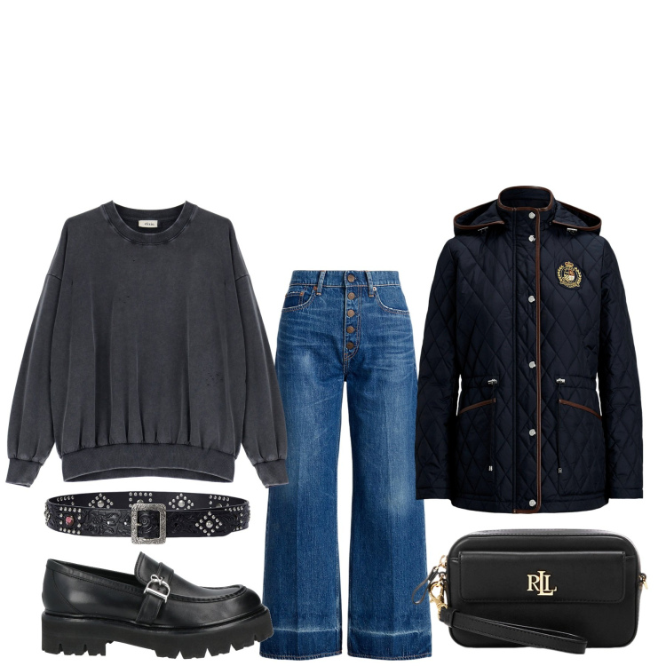 Outfit donna - Il mio amato jeans. Stile Basic per Tutti i giorni. Abbinamento con mocassini, felpe, pochette, jeans, cinture, giacche.