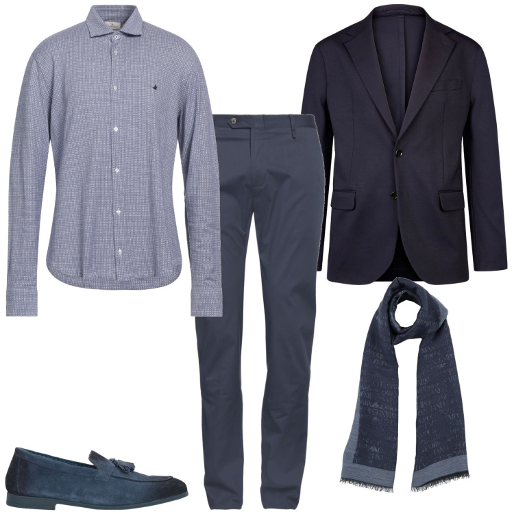 Outfit uomo - My man. Stile Business/Elegante per Serata speciale. Abbinamento con pantaloni, camicie, sciarpe, scarpe stringate, giacche.