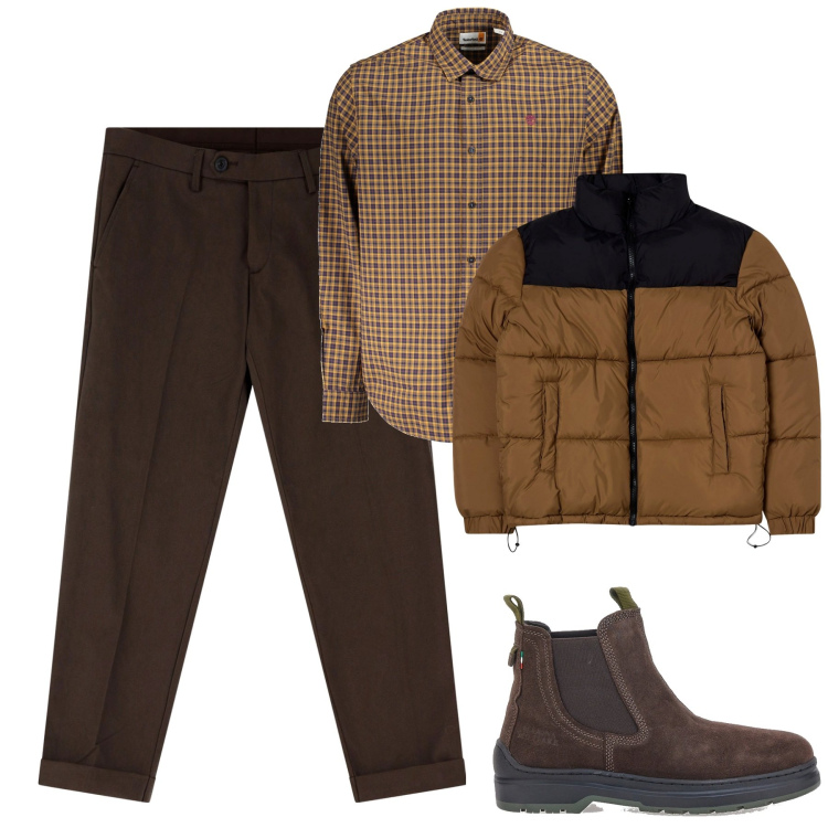 Outfit uomo - Total look #1998444. Stile Urban per Tutti i giorni. Abbinamento con giacche, pantaloni chino, stivali e stivaletti, camicie.