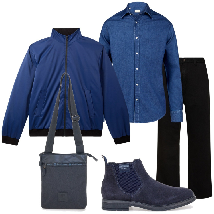 Outfit uomo - Total look #1998538. Stile Casual per Tutti i giorni. Abbinamento con giacche, stivali e stivaletti, portafogli, jeans, camicie.