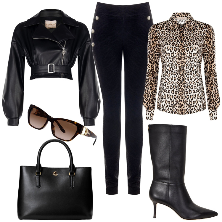 Outfit donna - Rinascimento-Black Friday. Stile Sexy per Serata fuori. Abbinamento con camicie, pantaloni, giacche, stivali, occhiali da sole, borse a mano.