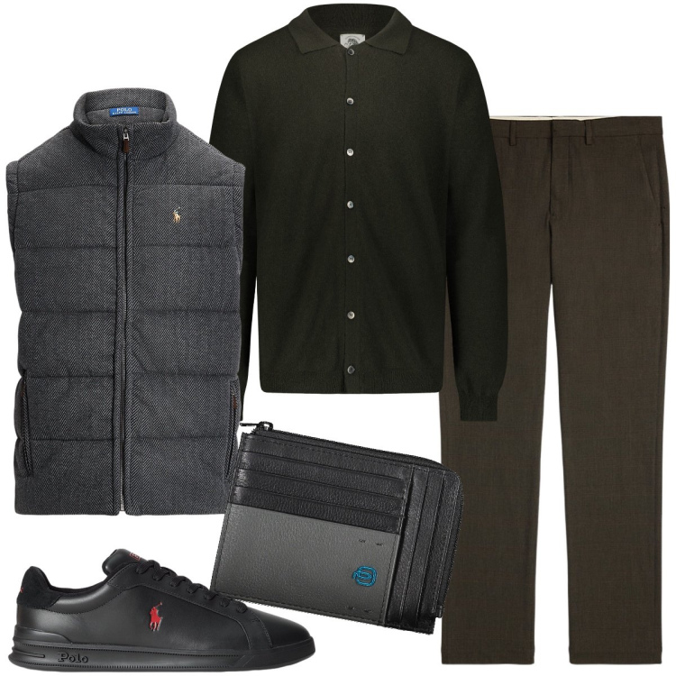 Outfit uomo - La maglia con i bottoni. Stile Business/Elegante per Serata speciale. Abbinamento con sneakers, pantaloni, maglieria, polo, portafogli.