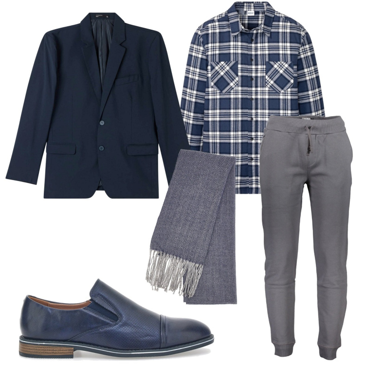 Outfit uomo - La sciarpa morbida. Stile Trendy per Ufficio. Abbinamento con camicie, giacche, scarpe stringate, sciarpe, pantaloni.