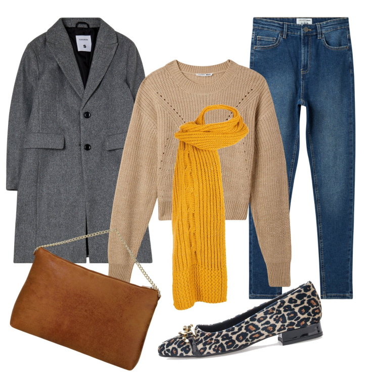 Outfit donna - Le ballerine leopardate. Stile Casual chic per Tutti i giorni. Abbinamento con jeans skinny, maglieria, cappotti, sciarpe, pochette, ballerine.