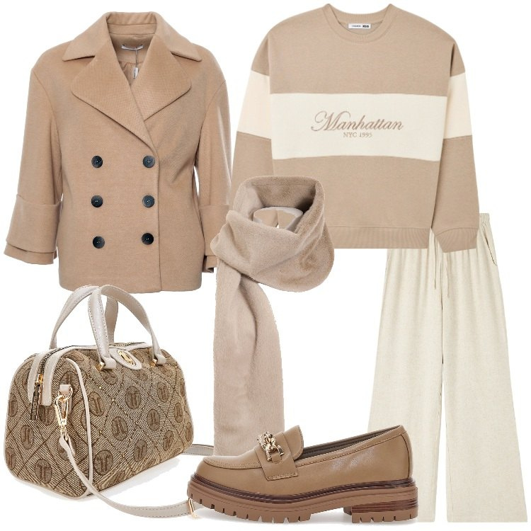 Outfit donna - I mocassini per la stagione. Stile Bon Ton per Tutti i giorni. Abbinamento con pantaloni, felpe, cappotti, foulard, mocassini, borse a mano.