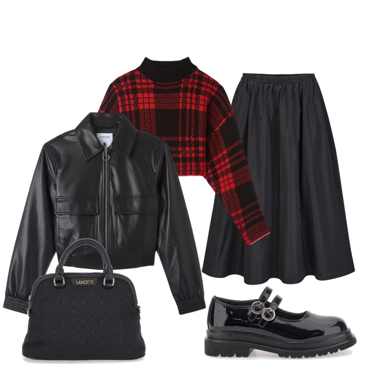 Outfit donna - In ufficio. Stile Trendy per Ufficio. Abbinamento con maglieria, bomber, mocassini, borse a spalla, gonne lunghe.