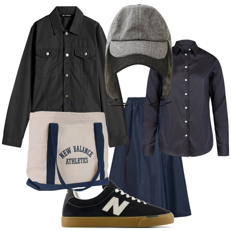 Outfit donna - Grigio in citta. Stile Urban per Tutti i giorni. Abbinamento con sneakers, borse tote, blazer, cappelli, camicie, gonne lunghe.