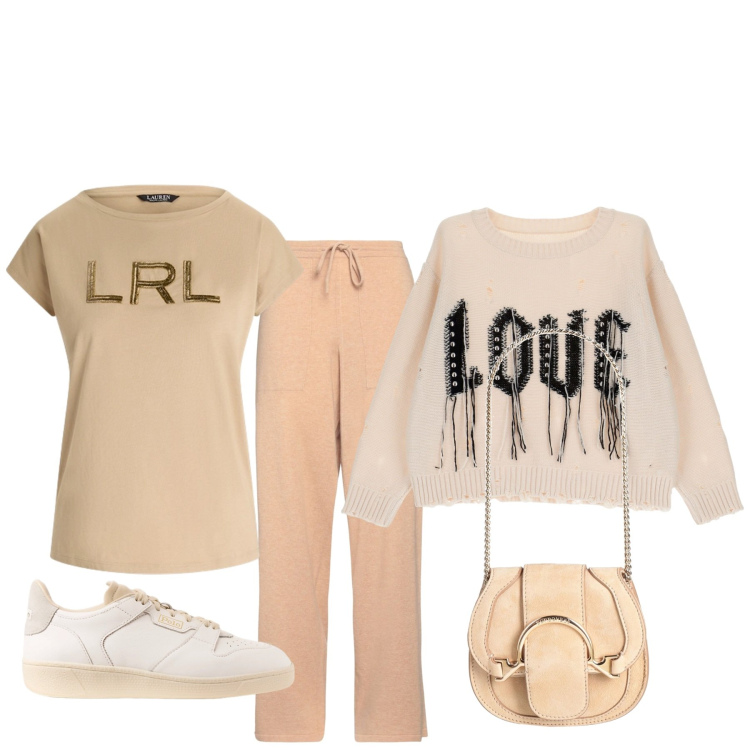 Outfit donna - Love my day. Stile Basic per Tutti i giorni. Abbinamento con marsupi, pantaloni, maglieria, t-shirt, sneakers.