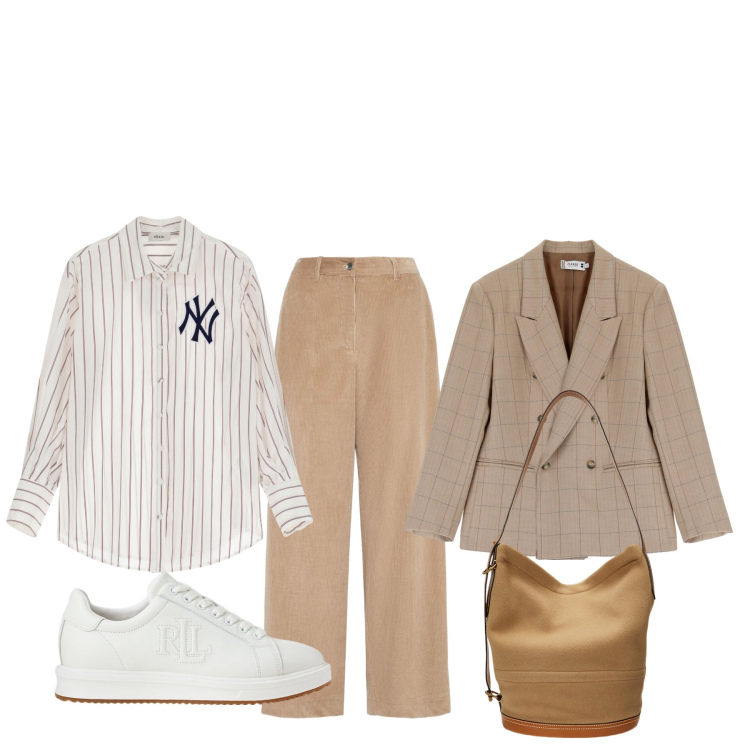 Outfit donna - La giacca vintage. Stile Basic per Tutti i giorni. Abbinamento con blazer, sneakers, borse a mano, camicie, pantaloni.