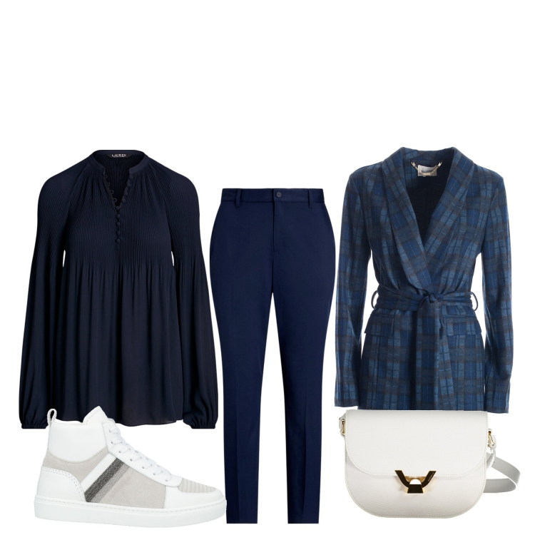 Outfit donna - Non rinuncio mai alla sneaker. Stile Basic per Tutti i giorni. Abbinamento con sneakers alte, blazer, camicie, pantaloni, borse a tracolla.