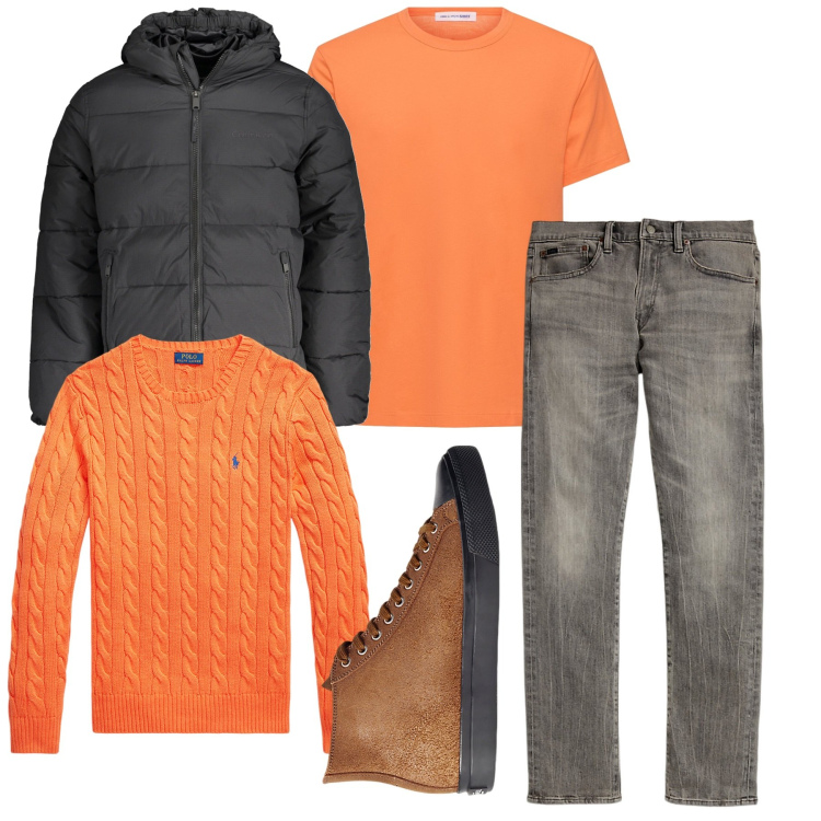 Outfit uomo - Tra amici. Stile Urban per Tutti i giorni. Abbinamento con sneakers, jeans, maglieria, t-shirt, giacche.