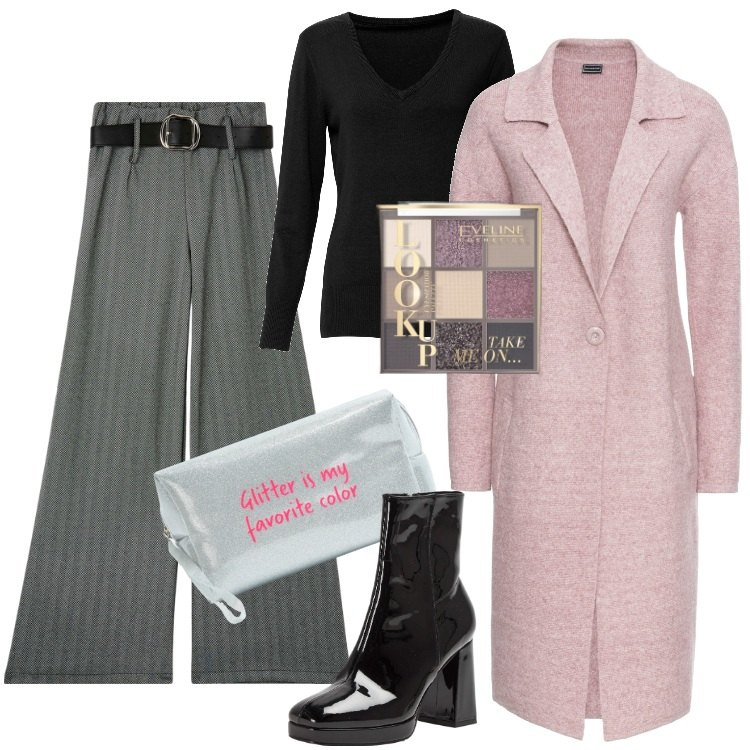 Outfit donna - Total look #1999115. Stile Urban per Ufficio. Abbinamento con cappotti, maglieria, ombretti, pantaloni, stivaletti, valigie.