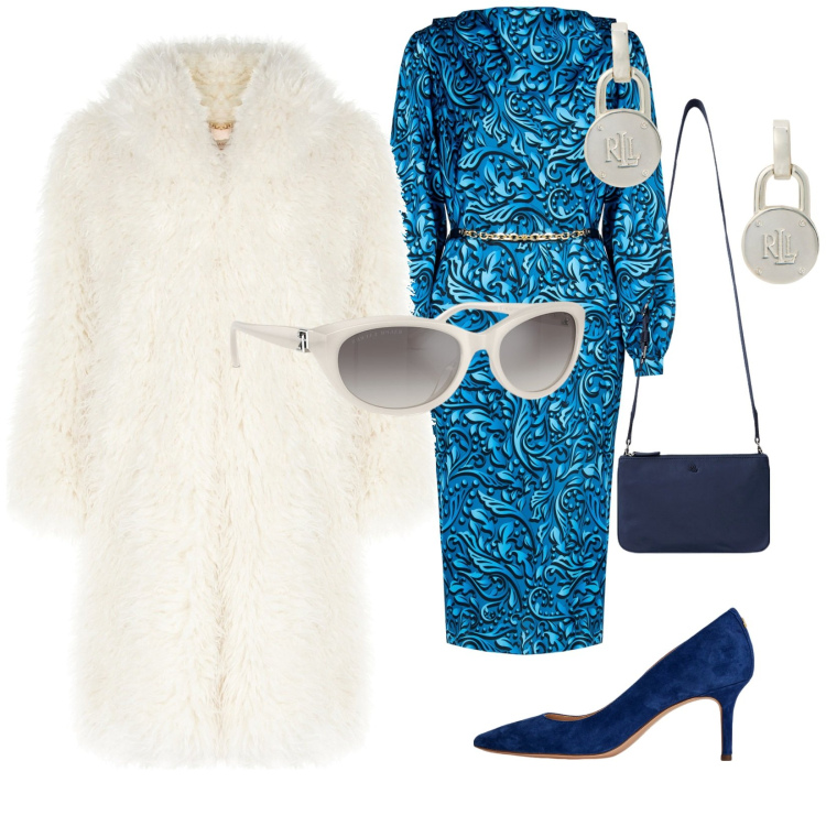 Outfit donna - Con i clienti dal Giappone. Stile Chic per Cerimonia. Abbinamento con cappotti, vestiti midi/longuette, orecchini, borse a tracolla, décolleté, occhiali da sole.