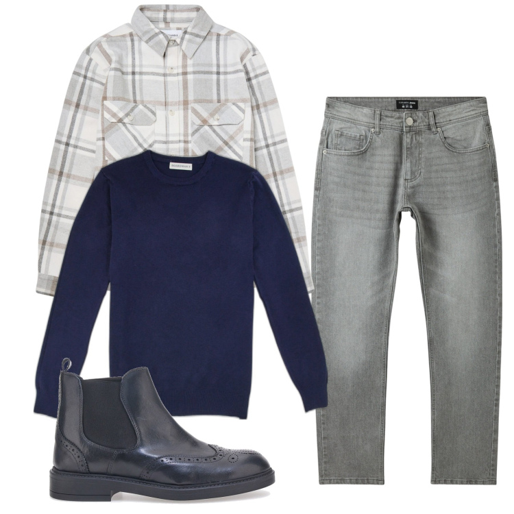 Outfit uomo - Il cappotto a camicia. Stile Urban per Tutti i giorni. Abbinamento con jeans, cappotti, stivali e stivaletti, pullovers.