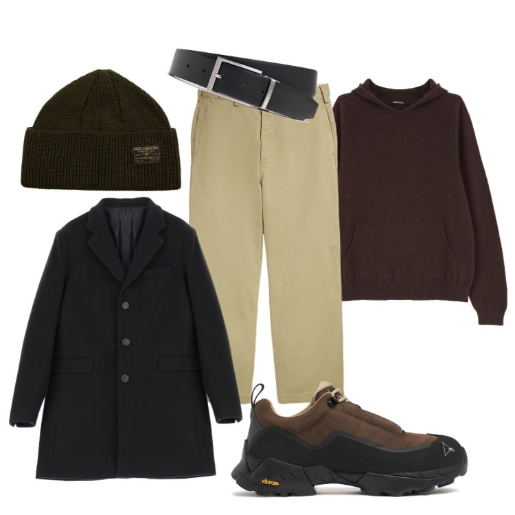Outfit uomo - Maglione oversize e comfy -chic. Stile Trendy per Tutti i giorni. Abbinamento con maglieria, cappotti, berretti, pantaloni, cinture, sneakers.