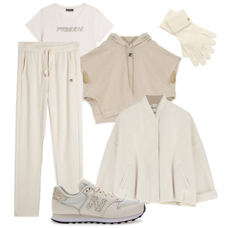 Outfit donna - Saldi in vista, lista 4: sportiva !. Stile Casual per Tutti i giorni. Abbinamento con felpe con cappuccio, pantaloni, t-shirt sportive, bomber, guanti, sneakers.