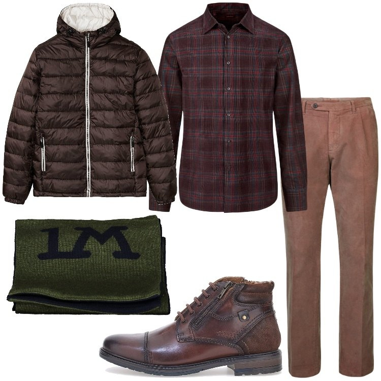 Outfit uomo - Velluto a coste. Stile Casual per Tutti i giorni. Abbinamento con giacche, pantaloni, scarpe stringate, camicie, sciarpe.