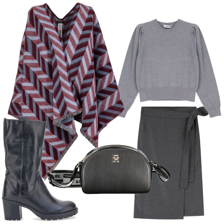 Outfit donna - Lo stivale classico. Stile Casual per Tutti i giorni. Abbinamento con cappe, pullovers, gonne longuette, stivali, borse a tracolla.