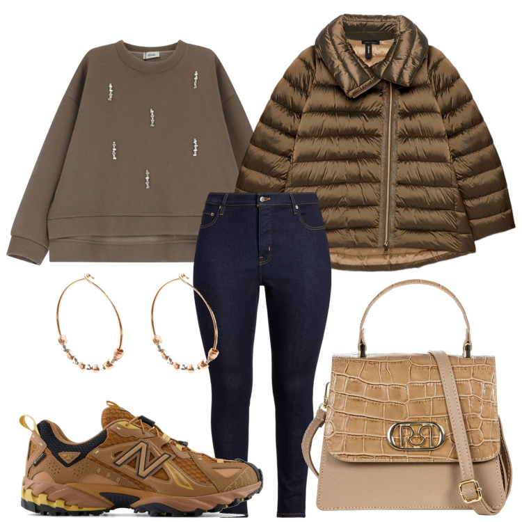 Outfit donna - La felpa dixie. Stile Chic per Scuola/Università. Abbinamento con felpe, sneakers, borse a mano, jeans skinny, piumini, orecchini.