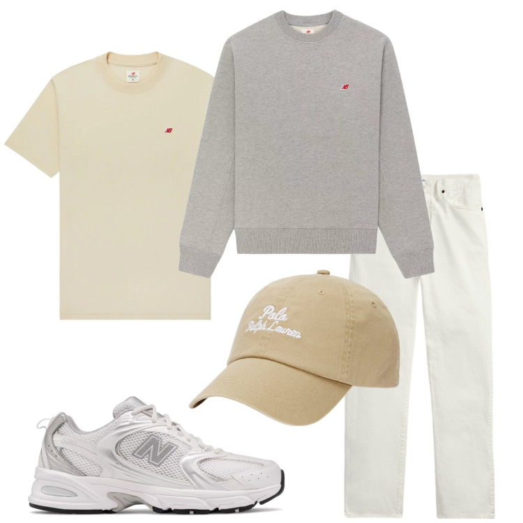 Outfit uomo - Chiaro?. Stile Trendy per Tutti i giorni. Abbinamento con sneakers, t-shirt, felpe, jeans dritti, cappelli.