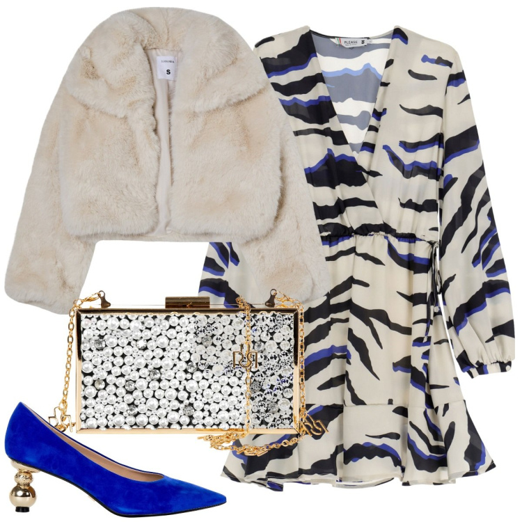Outfit donna - Preziosa. Stile Chic per Cerimonia. Abbinamento con blazer, vestiti corti, décolleté, pochette.