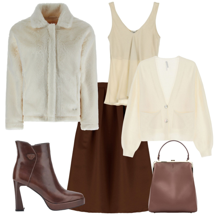 Outfit donna - Festività in arrivo!!!. Stile Chic per Serata fuori. Abbinamento con cardigans, gonne lunghe, top, cappotti, borse a spalla, stivaletti.