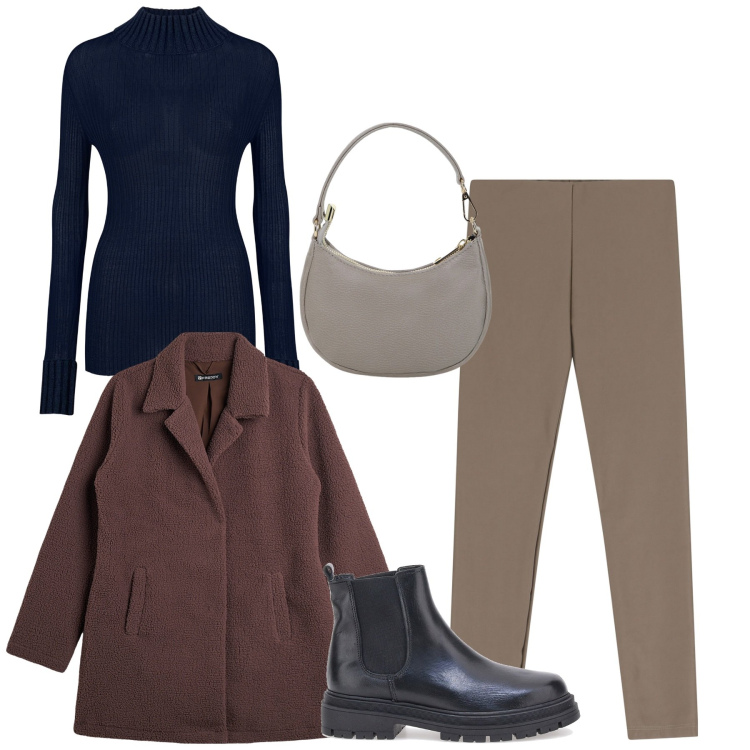 Outfit donna - Bantoa - Black Month. Stile Minimal per Ufficio. Abbinamento con pantaloni skinny, blazer, borse a spalla, maglieria, stivaletti chelsea.