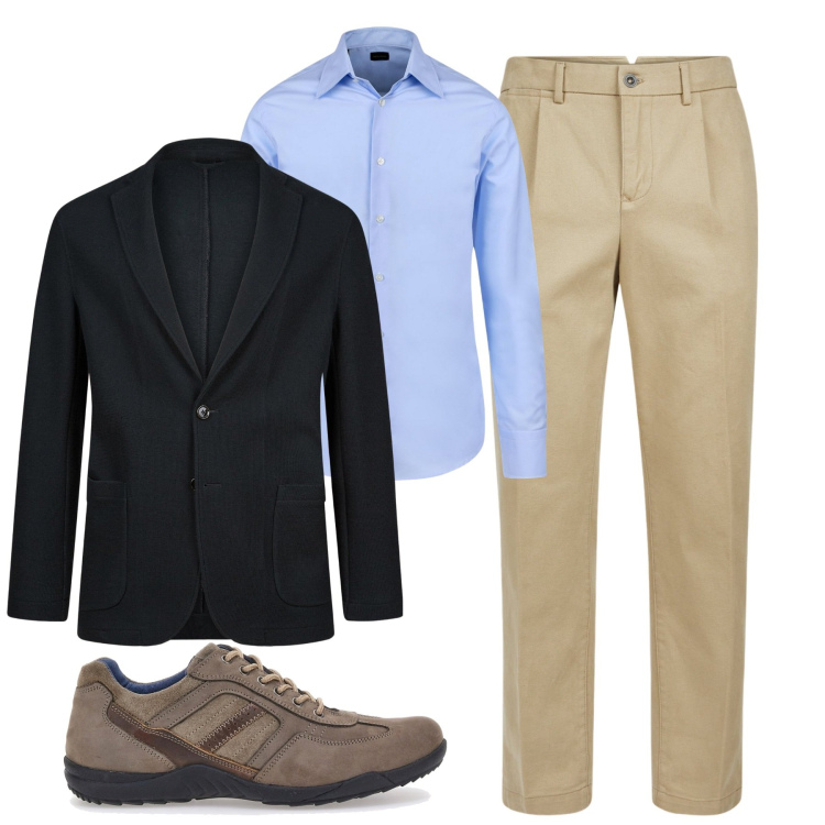 Outfit uomo - Ufficio. Stile Business/Elegante per Tutti i giorni. Abbinamento con pantaloni, giacche, scarpe stringate, camicie.