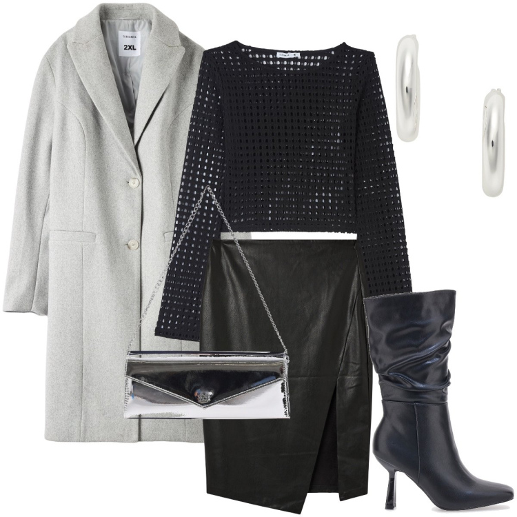 Outfit donna - La maglia retata. Stile Sexy per Serata fuori. Abbinamento con maglieria, gonne longuette, cappotti, pochette, orecchini, stivali.
