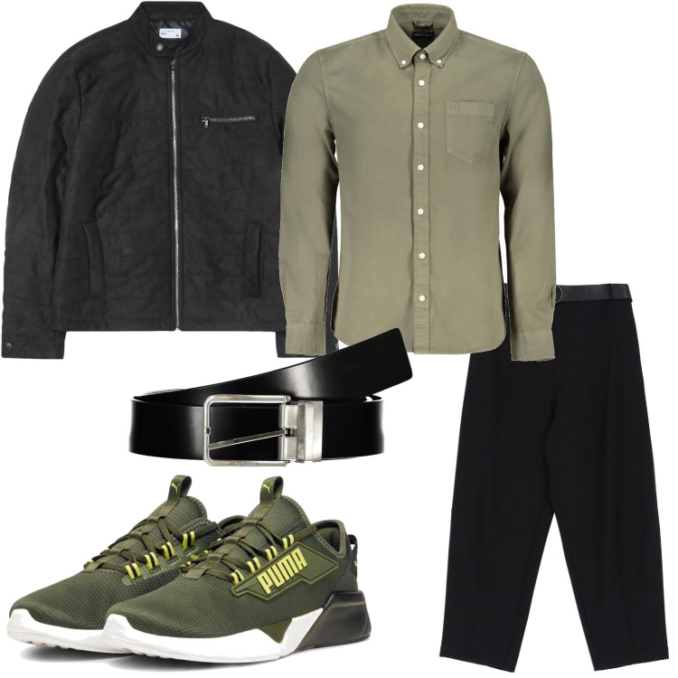 Outfit uomo - La camicia sostenibile. Stile Casual per Ufficio. Abbinamento con giacche, pantaloni, sneakers, camicie, cinture.