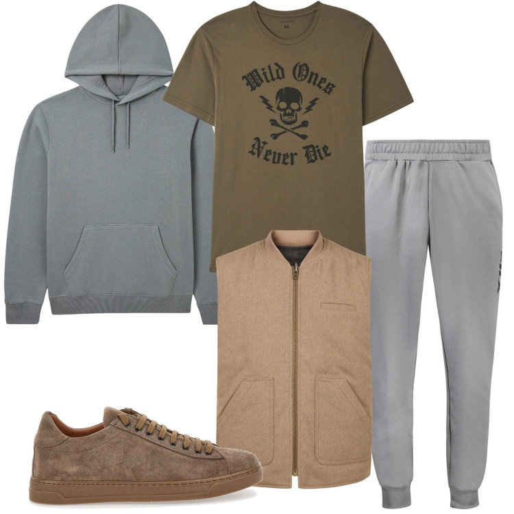 Outfit uomo - Il gilet reversibile. Stile Casual per Sport. Abbinamento con t-shirt, felpe con cappuccio, sneakers, pantaloni, piumini.
