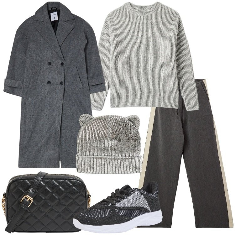 Outfit donna - Terranova - Black Friday. Stile Sporty chic per Tutti i giorni. Abbinamento con sneakers, borse a tracolla, berretti, pantaloni, cappotti, maglieria.