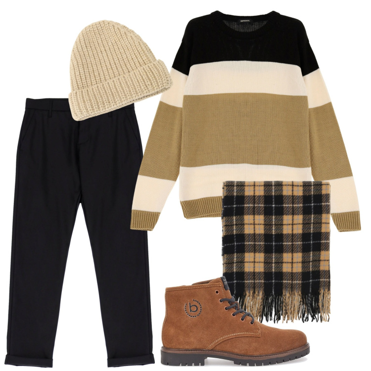 Outfit uomo - Maglione oversize. Stile Urban per Serata speciale. Abbinamento con pantaloni, sciarpe, berretti, pullovers, stivali e stivaletti.