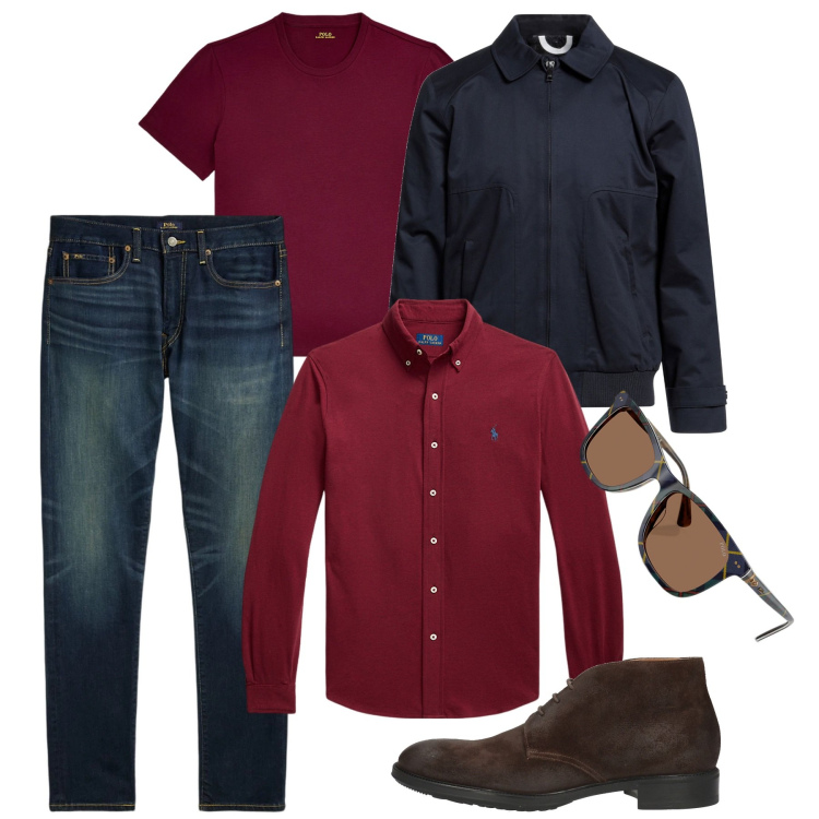 Outfit uomo - Verso dicembre. Stile Casual per Tutti i giorni. Abbinamento con stivali e stivaletti, giacche, jeans, camicie, occhiali da sole, t-shirt.